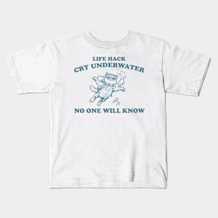 Cry Underwater No One Will Know Retro T-Shirt, Funny Cat Ocean T-shirt, Sarcastic Sayings Shirt, Vintage 90s Gag Unisex Shirt, Funny Fish Kids T-Shirt